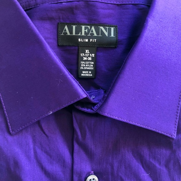 Alfani Men's Slim Fit Dress Shirt, Pure Purple 17-17 1/2  34/35 - Picture 3 of 5